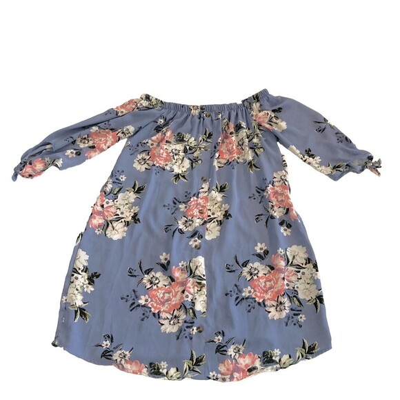 Rue 21  Women’s Size S Boho Blue Floral Off The Shoulder Long Sleeve Dress Flowy - Picture 1 of 8